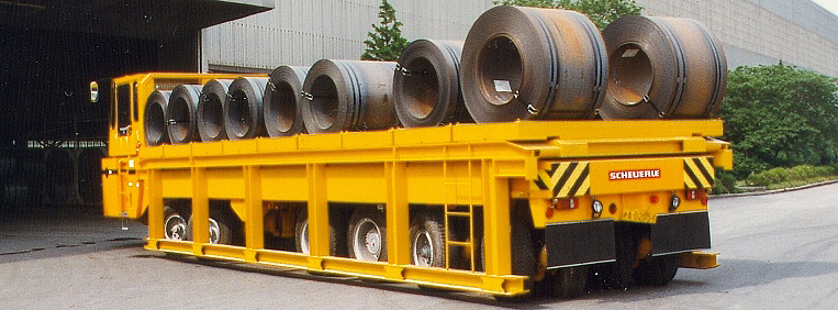 首次引进德国大型设备，向宝钢提供19台德国Scheuerle品牌钢卷运输车。